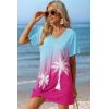 image:imageEkouaer Womens Coverup Short Sleeve Swimsuit Cover Ups 2026 Summer Bathing Suit Cover Twisted Cover Up Dress S2XLBlue Pink Tree