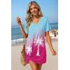 image:imageEkouaer Womens Coverup Short Sleeve Swimsuit Cover Ups 2026 Summer Bathing Suit Cover Twisted Cover Up Dress S2XLBlue Pink Tree