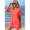 image:imageEkouaer Womens Coverup Short Sleeve Swimsuit Cover Ups 2026 Summer Bathing Suit Cover Twisted Cover Up Dress S2XLCoral Orange