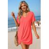 image:imageEkouaer Womens Coverup Short Sleeve Swimsuit Cover Ups 2026 Summer Bathing Suit Cover Twisted Cover Up Dress S2XLCoral Orange