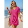 image:imageEkouaer Womens Coverup Short Sleeve Swimsuit Cover Ups 2026 Summer Bathing Suit Cover Twisted Cover Up Dress S2XLHot Pink