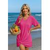 image:imageEkouaer Womens Coverup Short Sleeve Swimsuit Cover Ups 2026 Summer Bathing Suit Cover Twisted Cover Up Dress S2XLHot Pink