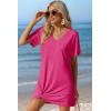image:imageEkouaer Womens Coverup Short Sleeve Swimsuit Cover Ups 2026 Summer Bathing Suit Cover Twisted Cover Up Dress S2XLHot Pink