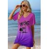 image:imageEkouaer Womens Coverup Short Sleeve Swimsuit Cover Ups 2026 Summer Bathing Suit Cover Twisted Cover Up Dress S2XLPurple Blue Coconut