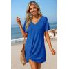 image:imageEkouaer Womens Coverup Short Sleeve Swimsuit Cover Ups 2026 Summer Bathing Suit Cover Twisted Cover Up Dress S2XLSnorkel Blue