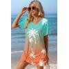 image:imageEkouaer Womens Coverup Short Sleeve Swimsuit Cover Ups 2026 Summer Bathing Suit Cover Twisted Cover Up Dress S2XLSunset Palm Ombre