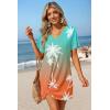image:imageEkouaer Womens Coverup Short Sleeve Swimsuit Cover Ups 2026 Summer Bathing Suit Cover Twisted Cover Up Dress S2XLSunset Palm Ombre