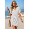 image:imageEkouaer Womens Coverup Short Sleeve Swimsuit Cover Ups 2026 Summer Bathing Suit Cover Twisted Cover Up Dress S2XLWhite