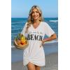 image:imageEkouaer Womens Coverup Short Sleeve Swimsuit Cover Ups 2026 Summer Bathing Suit Cover Twisted Cover Up Dress S2XLWhite Beach Letter