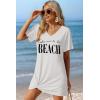 image:imageEkouaer Womens Coverup Short Sleeve Swimsuit Cover Ups 2026 Summer Bathing Suit Cover Twisted Cover Up Dress S2XLWhite Beach Letter