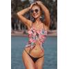 image:imageEkouaer Womens Coverups Beach Short Sarong Sheer Chiffon Cover Up Bikini Wraps S3XLPink Floral Blue Leaves