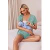 image:imageEkouaer Womens Maternity Nursing Pajama Sets Short Sleeve Postpartum Pajamas Breastfeeding Pregnancy ClothesAqua