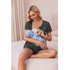 image:imageEkouaer Womens Maternity Nursing Pajama Sets Short Sleeve Postpartum Pajamas Breastfeeding Pregnancy ClothesDark Grey