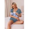 image:imageEkouaer Womens Maternity Nursing Pajama Sets Short Sleeve Postpartum Pajamas Breastfeeding Pregnancy ClothesGrey Blue