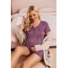 image:imageEkouaer Womens Maternity Nursing Pajama Sets Short Sleeve Postpartum Pajamas Breastfeeding Pregnancy ClothesGrey Purple