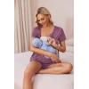 image:imageEkouaer Womens Maternity Nursing Pajama Sets Short Sleeve Postpartum Pajamas Breastfeeding Pregnancy ClothesGrey Purple
