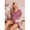 image:imageEkouaer Womens Maternity Nursing Pajama Sets Short Sleeve Postpartum Pajamas Breastfeeding Pregnancy ClothesGrey Red