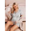image:imageEkouaer Womens Maternity Nursing Pajama Sets Short Sleeve Postpartum Pajamas Breastfeeding Pregnancy ClothesLight Grey Stripe