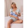 image:imageEkouaer Womens Maternity Nursing Pajama Sets Short Sleeve Postpartum Pajamas Breastfeeding Pregnancy ClothesLight Grey Stripe
