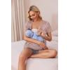 image:imageEkouaer Womens Maternity Nursing Pajama Sets Short Sleeve Postpartum Pajamas Breastfeeding Pregnancy ClothesPurple Floral