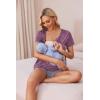 image:imageEkouaer Womens Maternity Nursing Pajama Sets Short Sleeve Postpartum Pajamas Breastfeeding Pregnancy ClothesPurple Stripe