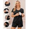 image:imageEkouaer Womens Maternity Nursing Pajamas Set Breastfeeding Sleepwear Double Layer Short Sleeve Top amp Shorts Nursing PjsAblack