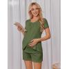 image:imageEkouaer Womens Maternity Nursing Pajamas Set Breastfeeding Sleepwear Double Layer Short Sleeve Top amp Shorts Nursing PjsArmy Green