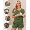 image:imageEkouaer Womens Maternity Nursing Pajamas Set Breastfeeding Sleepwear Double Layer Short Sleeve Top amp Shorts Nursing PjsArmy Green