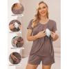 image:imageEkouaer Womens Maternity Nursing Pajamas Set Breastfeeding Sleepwear Double Layer Short Sleeve Top amp Shorts Nursing PjsBrown