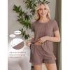 image:imageEkouaer Womens Maternity Nursing Pajamas Set Breastfeeding Sleepwear Double Layer Short Sleeve Top amp Shorts Nursing PjsBrown