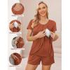 image:imageEkouaer Womens Maternity Nursing Pajamas Set Breastfeeding Sleepwear Double Layer Short Sleeve Top amp Shorts Nursing PjsCaramel