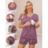 image:imageEkouaer Womens Maternity Nursing Pajamas Set Breastfeeding Sleepwear Double Layer Short Sleeve Top amp Shorts Nursing PjsFloral Purplishred