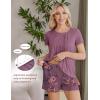 image:imageEkouaer Womens Maternity Nursing Pajamas Set Breastfeeding Sleepwear Double Layer Short Sleeve Top amp Shorts Nursing PjsFloral Purplishred