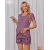 image:imageEkouaer Womens Maternity Nursing Pajamas Set Breastfeeding Sleepwear Double Layer Short Sleeve Top amp Shorts Nursing PjsFloral Purplishred