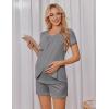 image:imageEkouaer Womens Maternity Nursing Pajamas Set Breastfeeding Sleepwear Double Layer Short Sleeve Top amp Shorts Nursing PjsGrey
