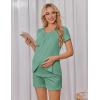 image:imageEkouaer Womens Maternity Nursing Pajamas Set Breastfeeding Sleepwear Double Layer Short Sleeve Top amp Shorts Nursing PjsGrey Green