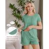 image:imageEkouaer Womens Maternity Nursing Pajamas Set Breastfeeding Sleepwear Double Layer Short Sleeve Top amp Shorts Nursing PjsGrey Green