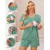 image:imageEkouaer Womens Maternity Nursing Pajamas Set Breastfeeding Sleepwear Double Layer Short Sleeve Top amp Shorts Nursing PjsGrey Green