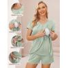 image:imageEkouaer Womens Maternity Nursing Pajamas Set Breastfeeding Sleepwear Double Layer Short Sleeve Top amp Shorts Nursing PjsLight Green