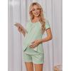 image:imageEkouaer Womens Maternity Nursing Pajamas Set Breastfeeding Sleepwear Double Layer Short Sleeve Top amp Shorts Nursing PjsLight Green