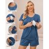 image:imageEkouaer Womens Maternity Nursing Pajamas Set Breastfeeding Sleepwear Double Layer Short Sleeve Top amp Shorts Nursing PjsNavy