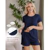 image:imageEkouaer Womens Maternity Nursing Pajamas Set Breastfeeding Sleepwear Double Layer Short Sleeve Top amp Shorts Nursing PjsNavy Blue