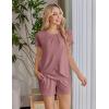 image:imageEkouaer Womens Maternity Nursing Pajamas Set Breastfeeding Sleepwear Double Layer Short Sleeve Top amp Shorts Nursing PjsPurplishred