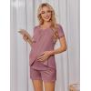 image:imageEkouaer Womens Maternity Nursing Pajamas Set Breastfeeding Sleepwear Double Layer Short Sleeve Top amp Shorts Nursing PjsPurplishred