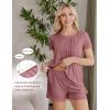image:imageEkouaer Womens Maternity Nursing Pajamas Set Breastfeeding Sleepwear Double Layer Short Sleeve Top amp Shorts Nursing PjsPurplishred