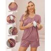 image:imageEkouaer Womens Maternity Nursing Pajamas Set Breastfeeding Sleepwear Double Layer Short Sleeve Top amp Shorts Nursing PjsPurplishred