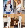 image:imageEkouaer Womens Maternity Shirts Long Sleeve 3 Packs Pregnancy VNeck Clothes Side Ruched Blouse Tops for Mama SXXLBlackBrownWhite