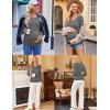 image:imageEkouaer Womens Maternity Shirts Long Sleeve 3 Packs Pregnancy VNeck Clothes Side Ruched Blouse Tops for Mama SXXLBlackDark GreyWhite Stripe