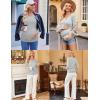 image:imageEkouaer Womens Maternity Shirts Long Sleeve 3 Packs Pregnancy VNeck Clothes Side Ruched Blouse Tops for Mama SXXLBlackLight GreyDark Grey