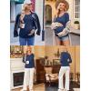 image:imageEkouaer Womens Maternity Shirts Long Sleeve 3 Packs Pregnancy VNeck Clothes Side Ruched Blouse Tops for Mama SXXLBlackMaroonNavy Blue